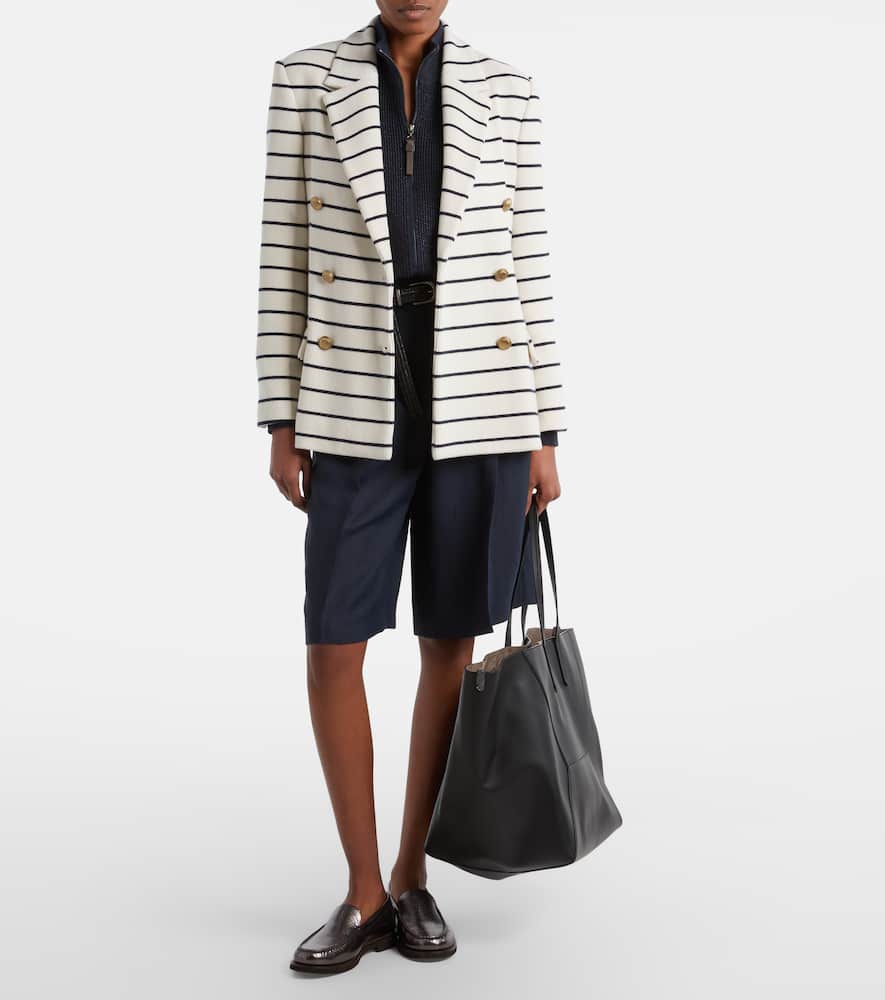 Knitted striped cotton blazer