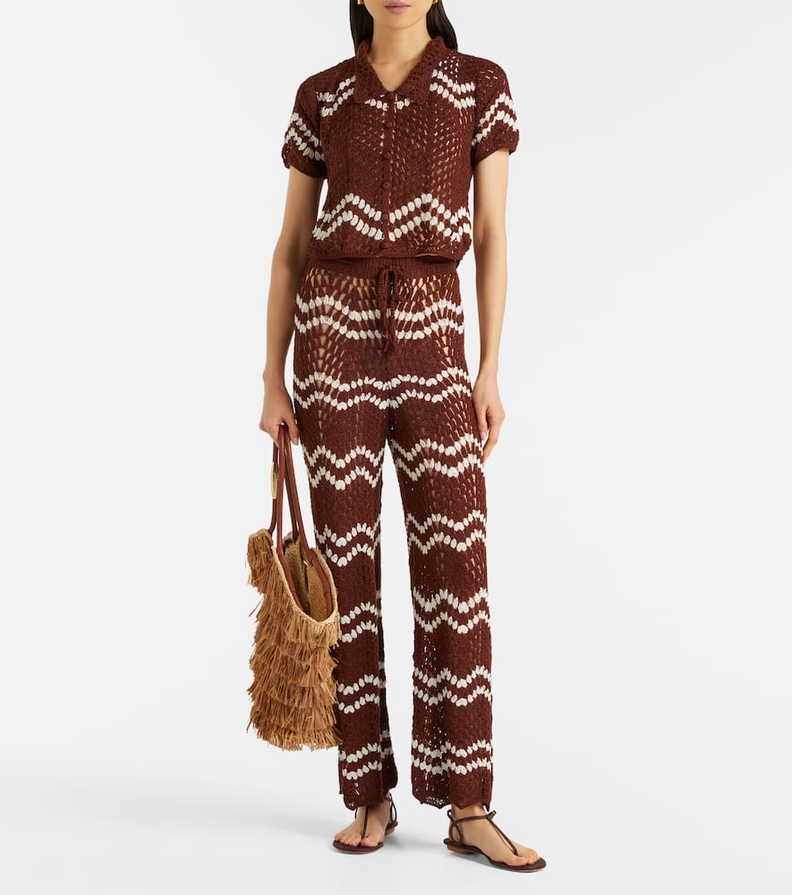 Crochet cotton straight pants