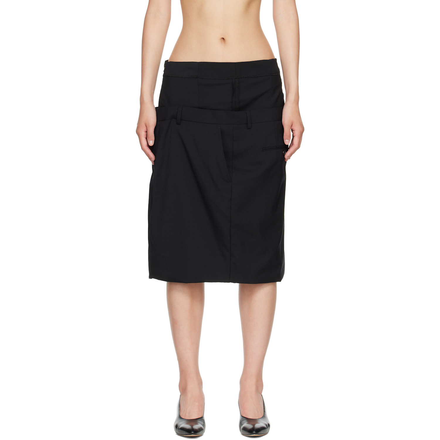 Black ISO Layered Midi Skirt