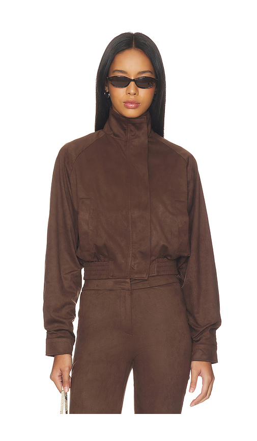 Superdown Ayla Faux Suede Jacket in Chocolate. L. Also in M, S, XL