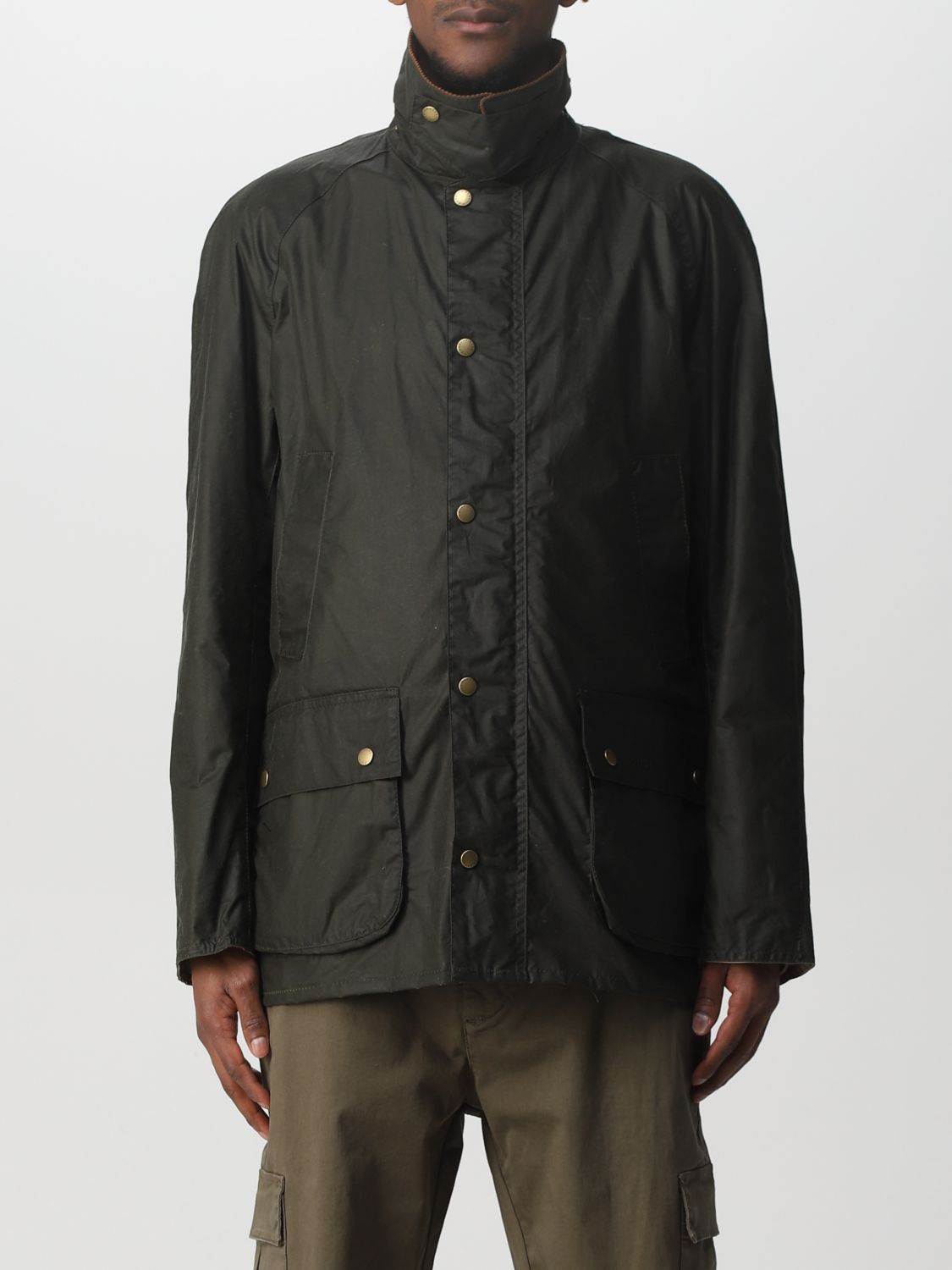 Contrasting-collar detail jacket - Green