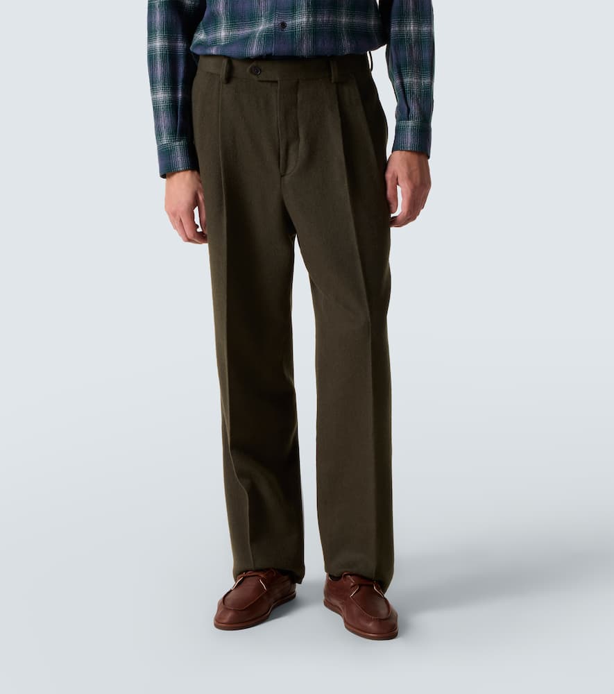 Camel hair flannel straight pants