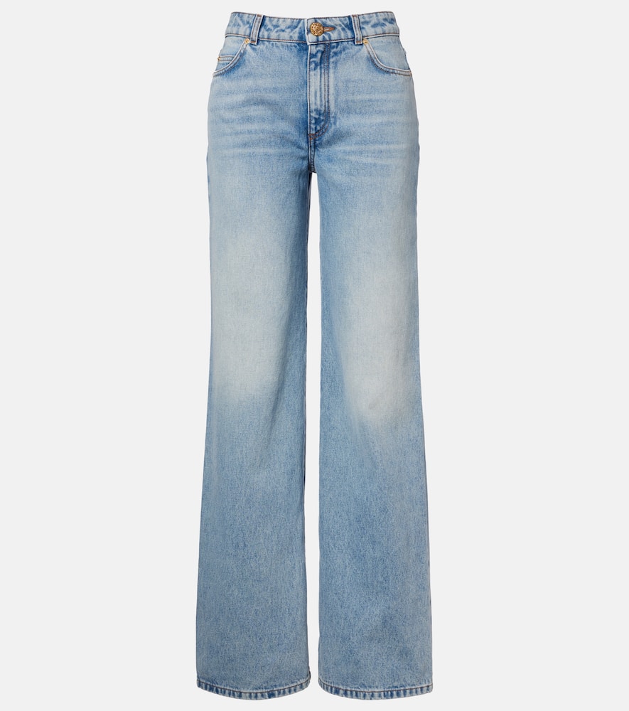 Mid-rise wide-leg jeans