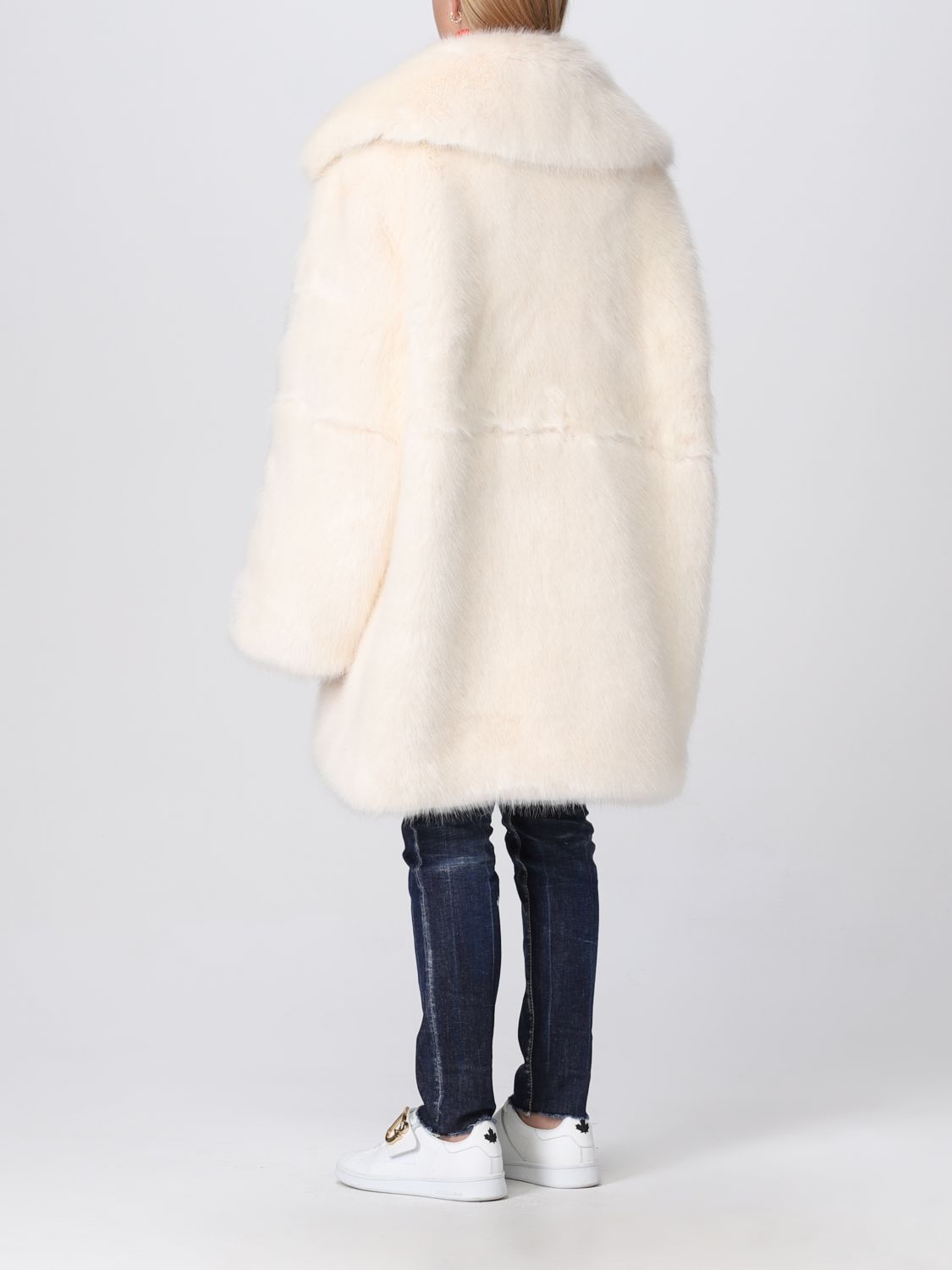 Fur Coats Woman color Yellow Cream