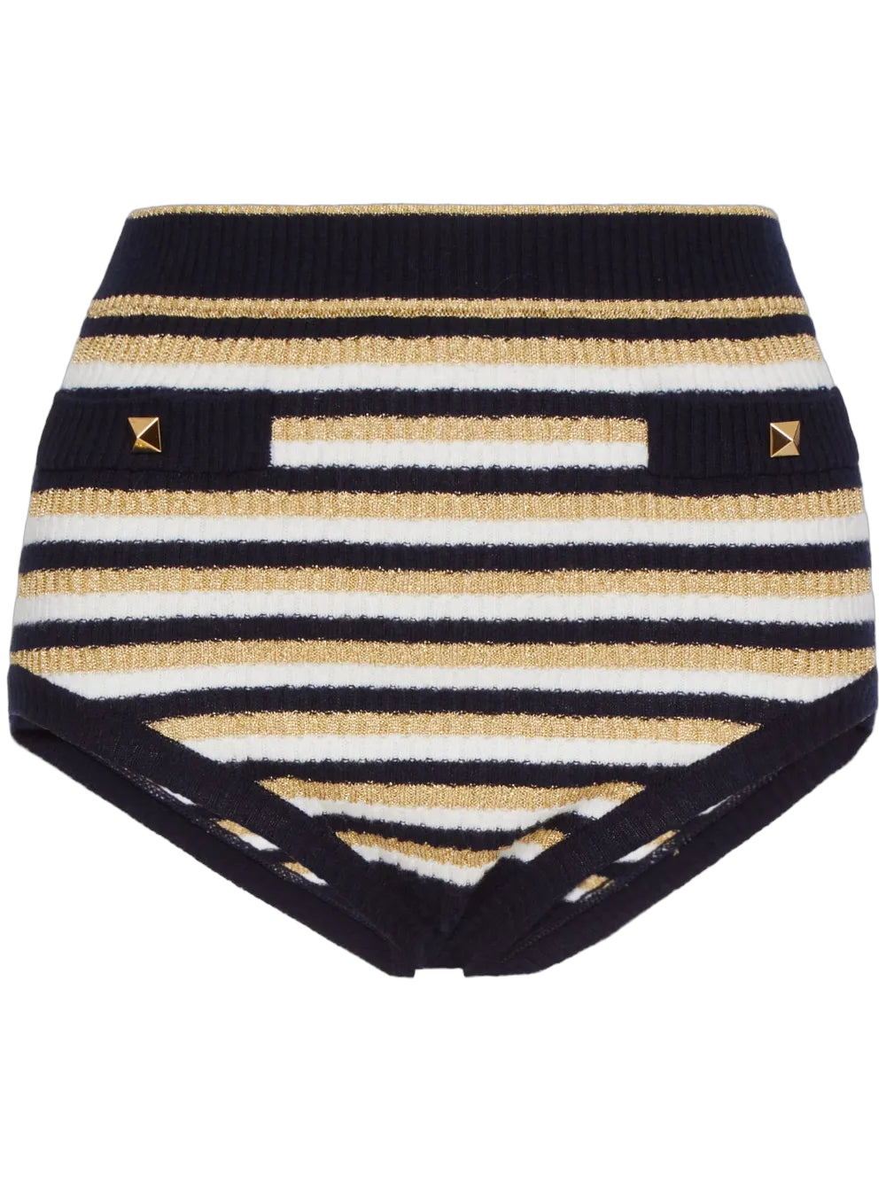 Striped Lurex Shorts — Navy