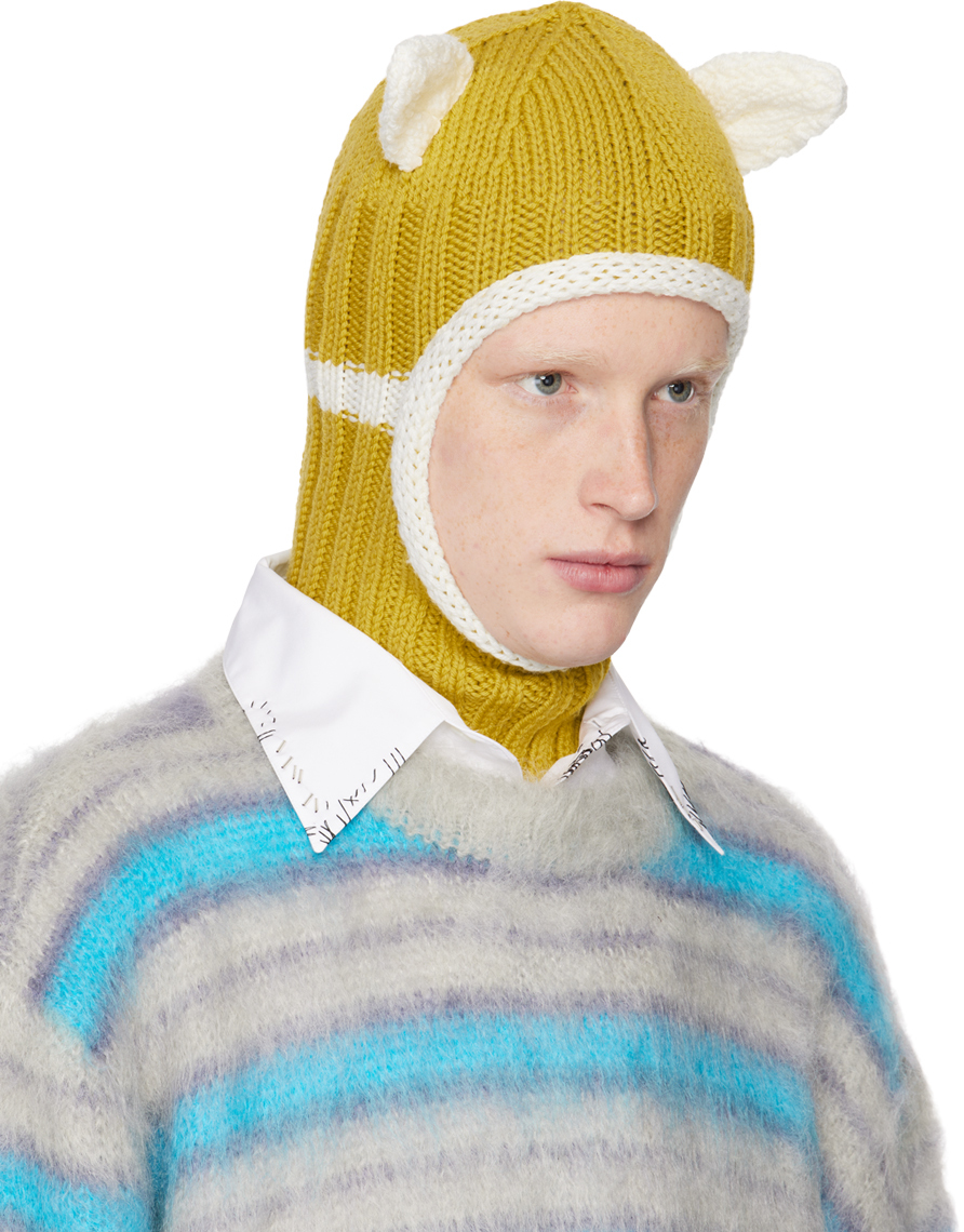 Marni Yellow & Off-White Ears Balaclava