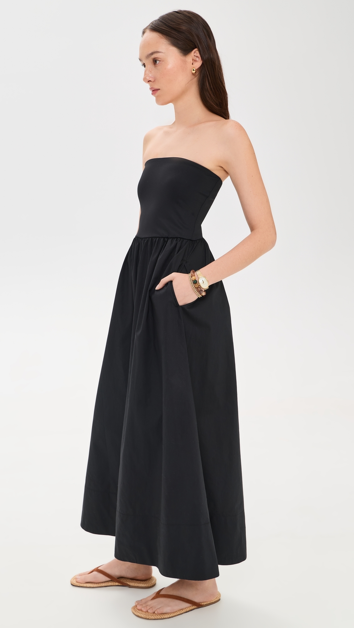 Sunsought Strapless Midi Dress Black