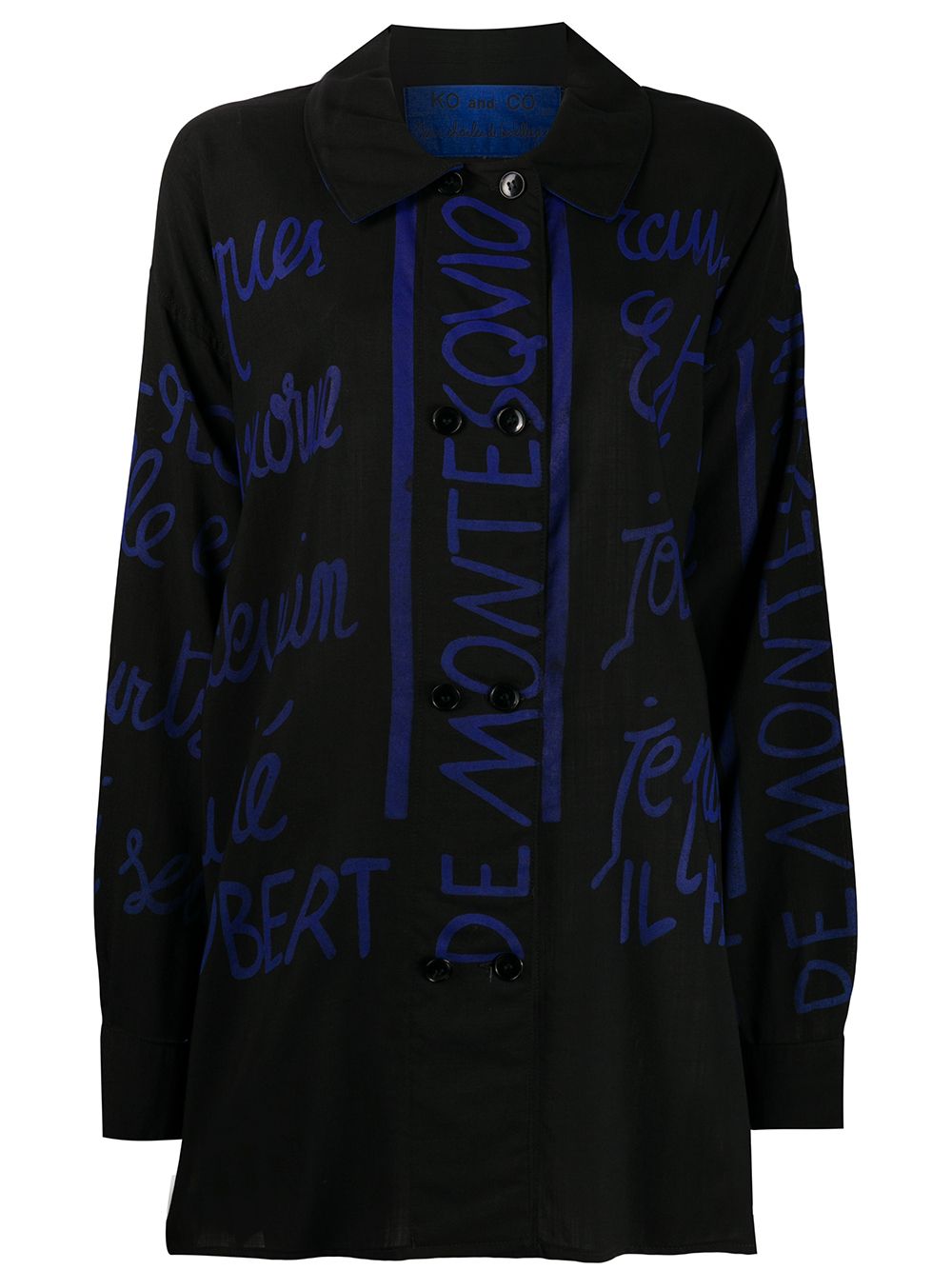 1980s handwriting print oversized shirt - Black