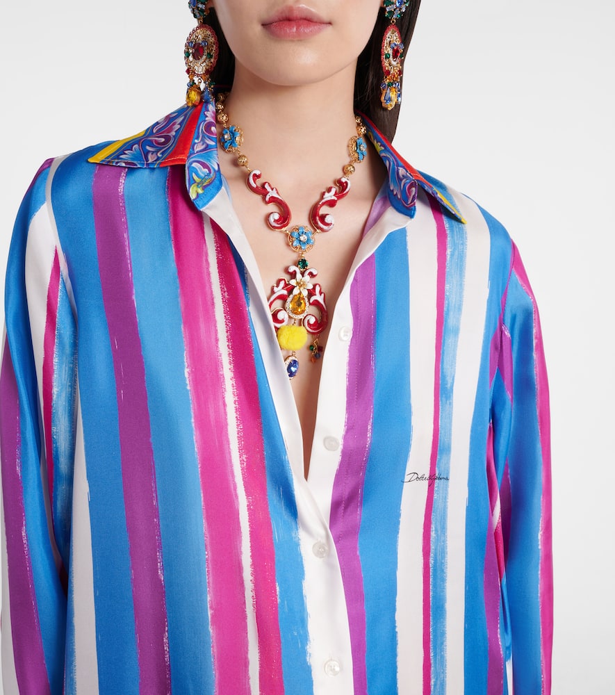 Striped silk kaftan