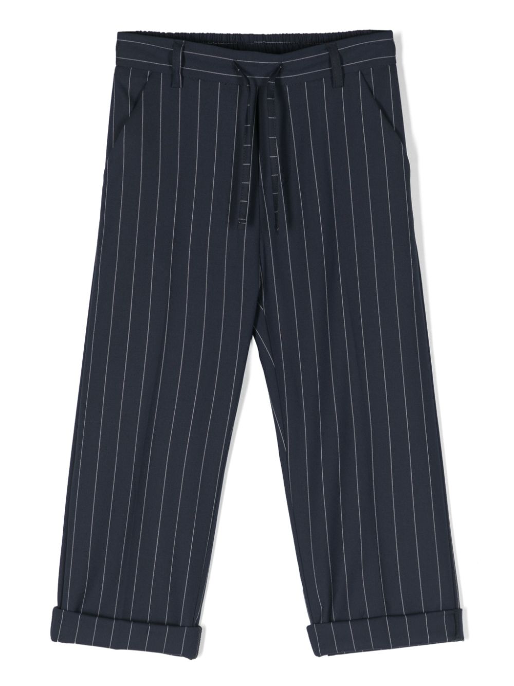 Pinstriped drawstring chinos - Blue