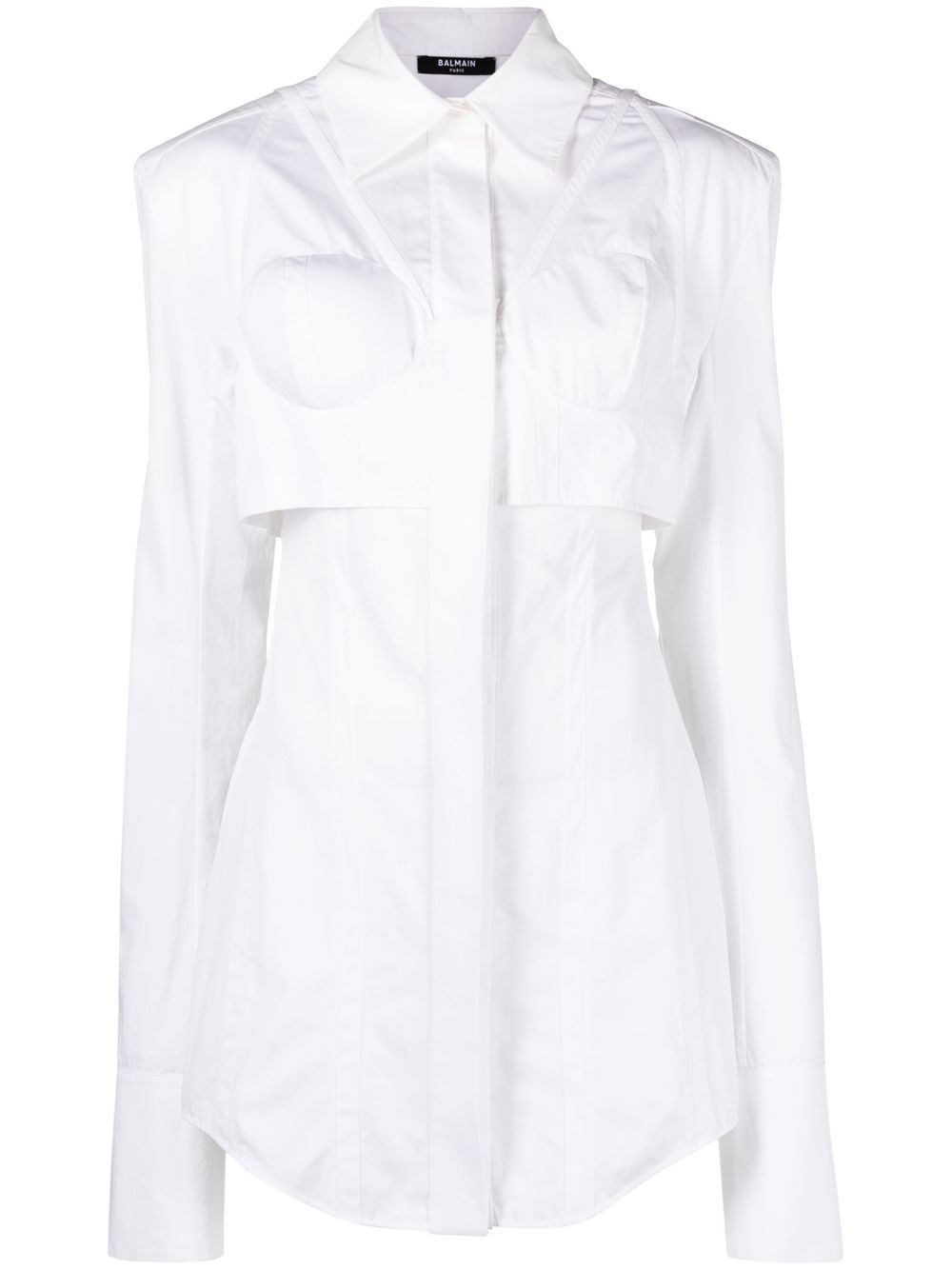 Bustier-cut poplin shirt - White