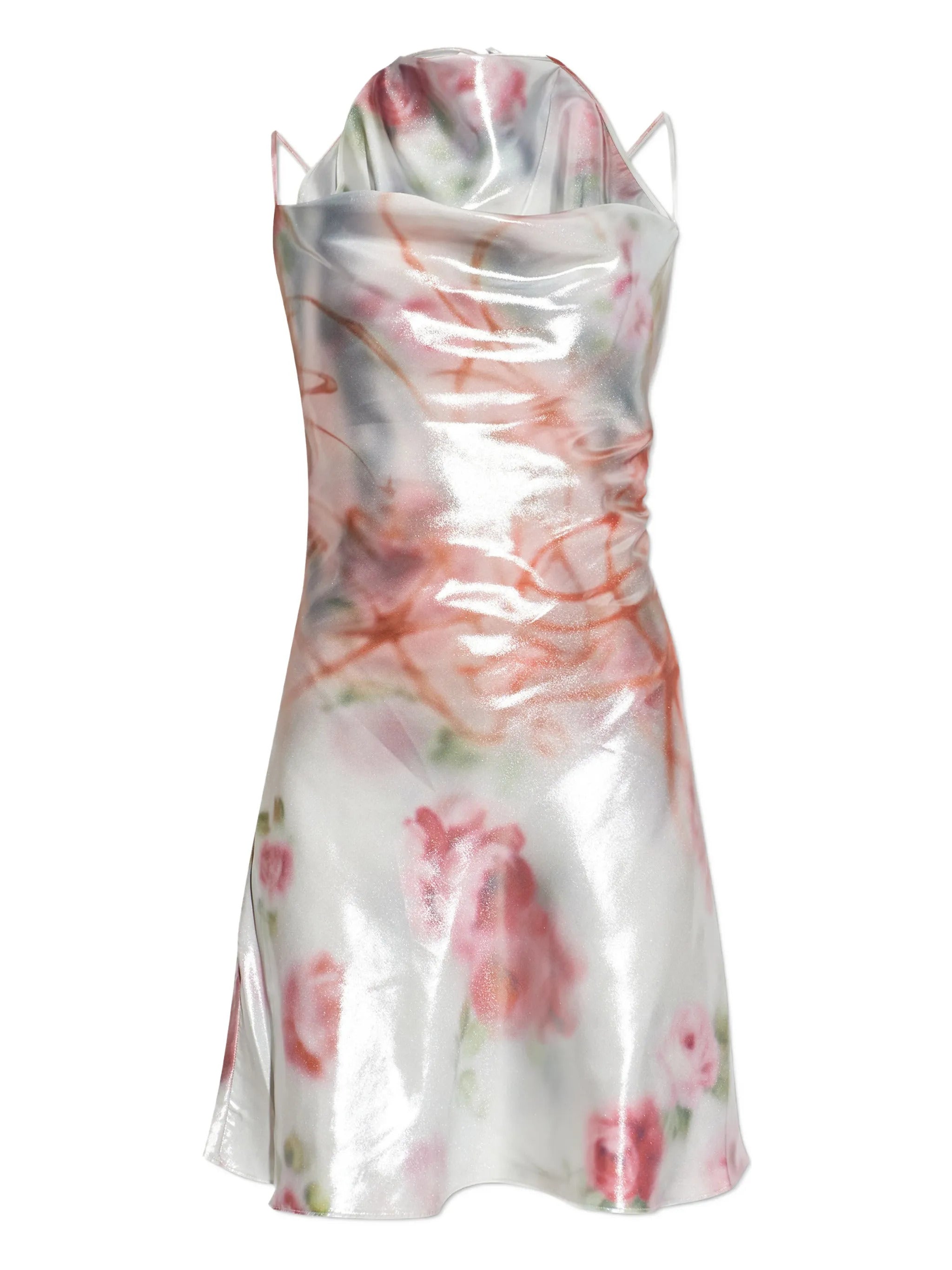 Slim-Fit Draped Neckline Dress with Adjustable Ties and Open Back