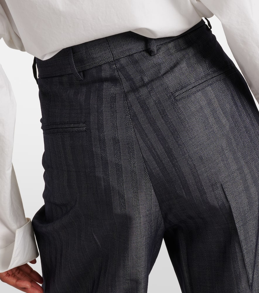 Pleated wool-blend wide-leg pants