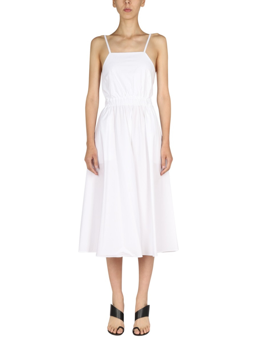 White Square Neck Midi Dress