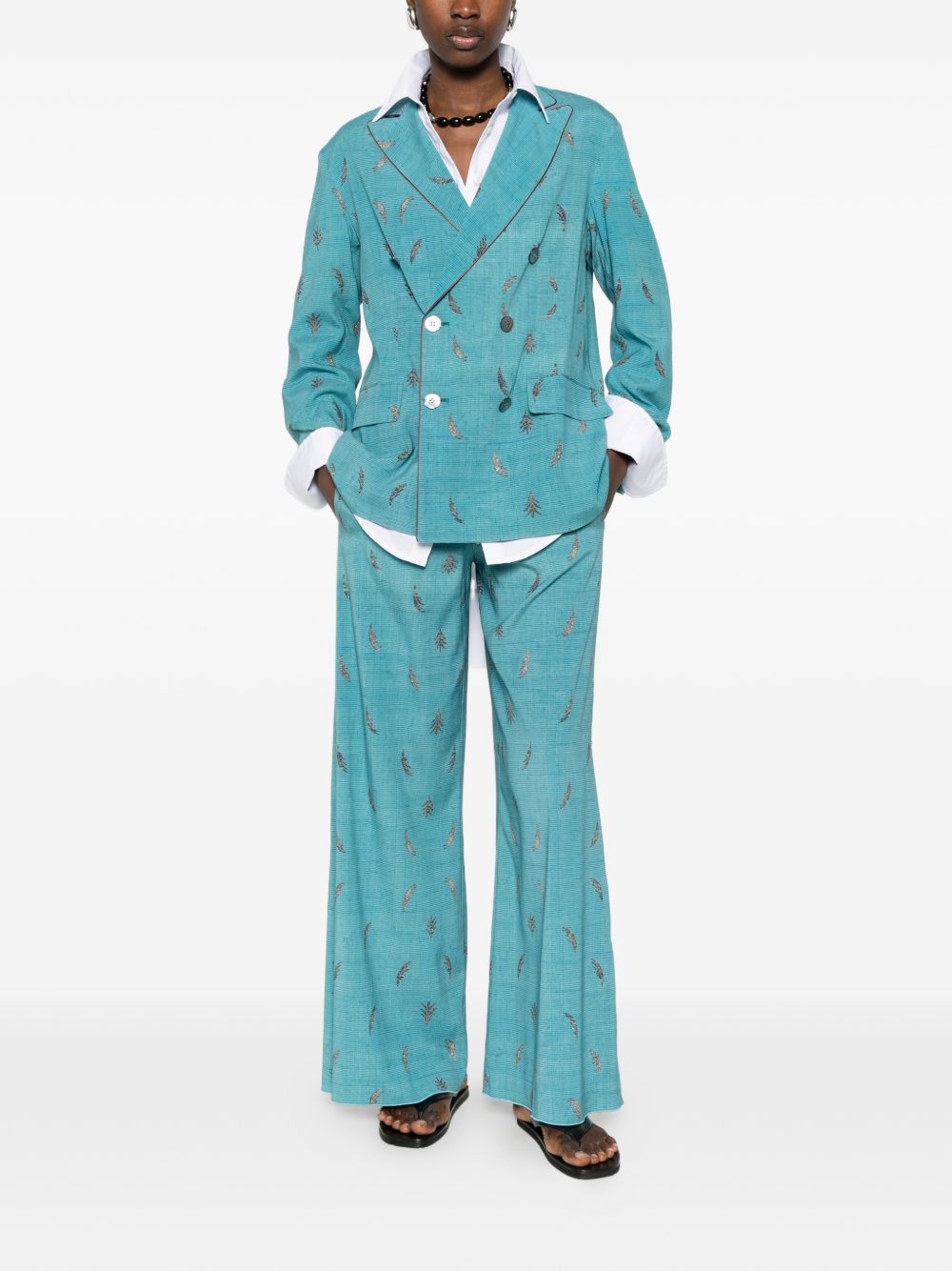 Pantalon en soie imprimé Pierre Louis Mascia