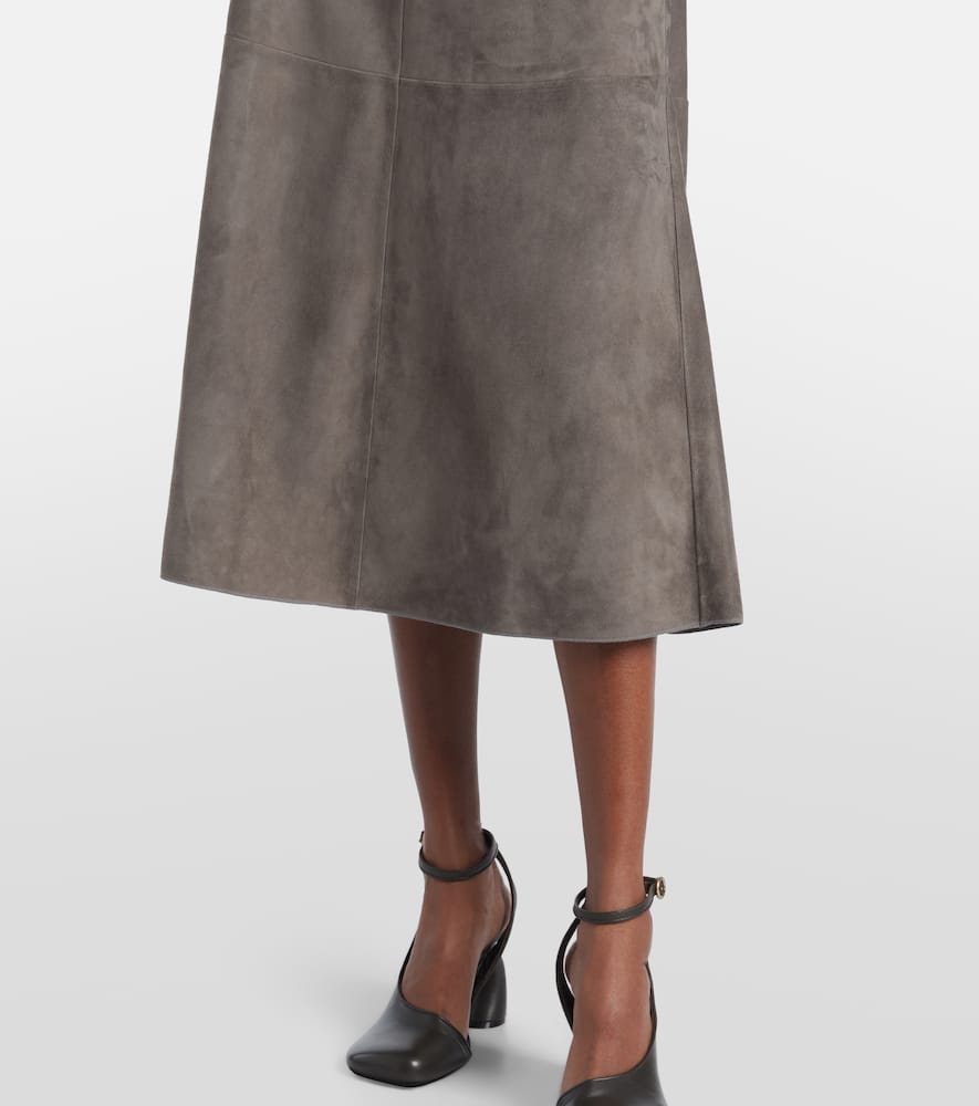 Suede midi skirt