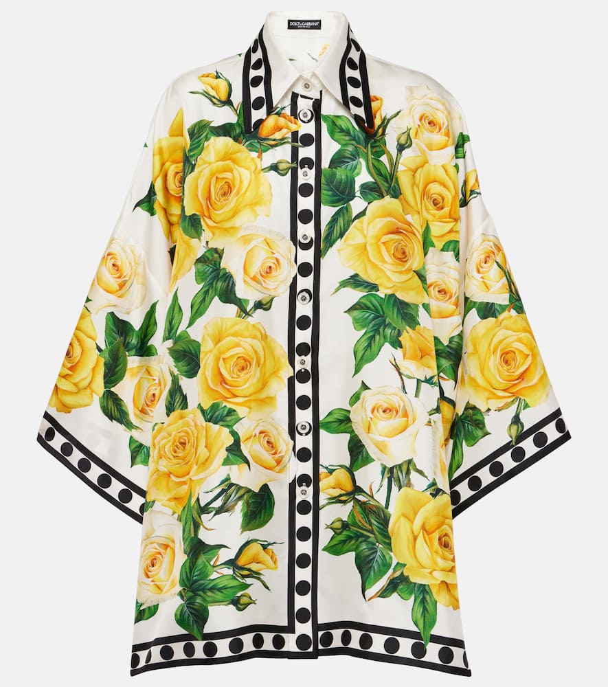 Oversized floral silk shirt
