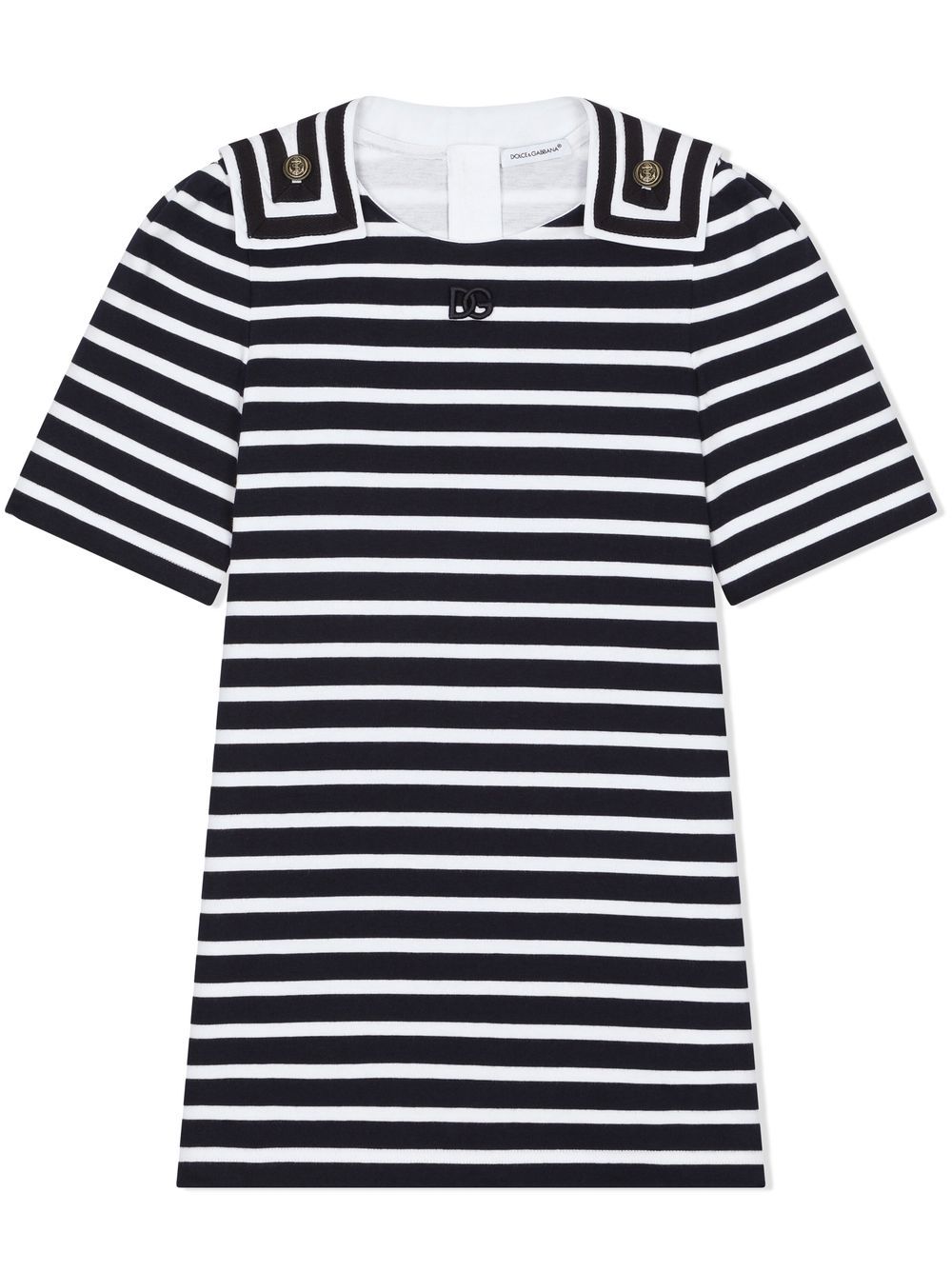 Star-patch striped dress - White