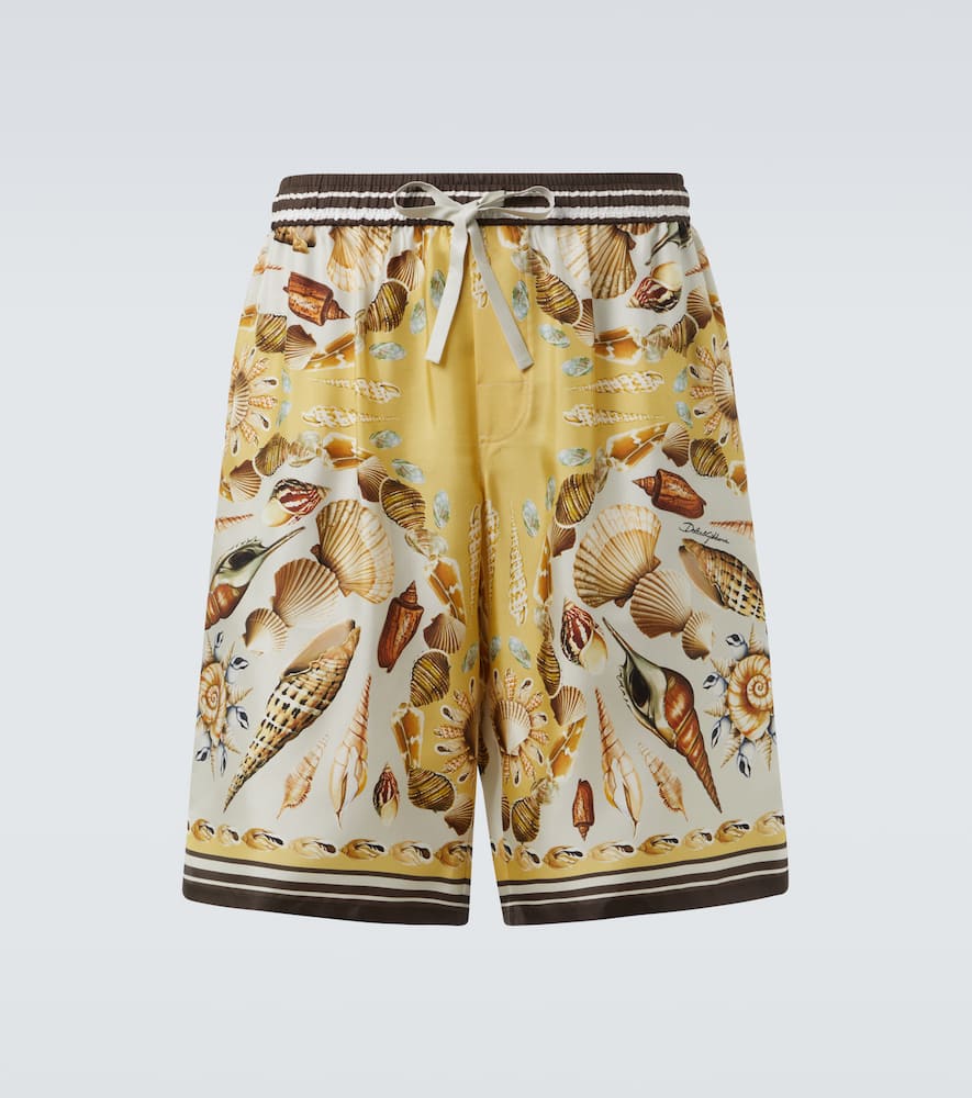 Printed silk twill shorts