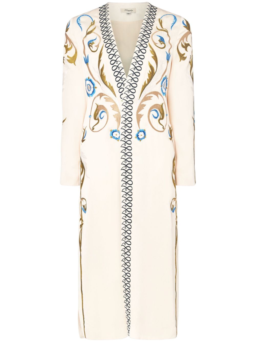 Alessia embroidered coat - Neutrals