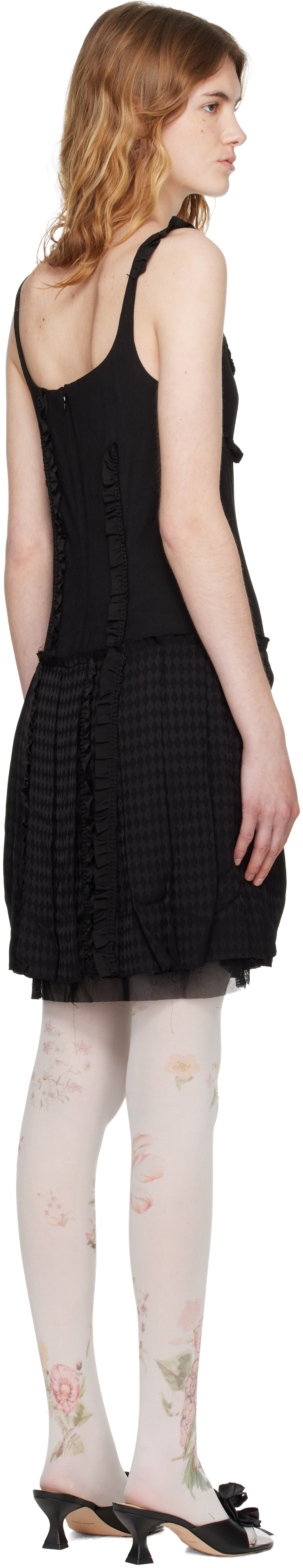 Black Flapper Pleats Midi Dress