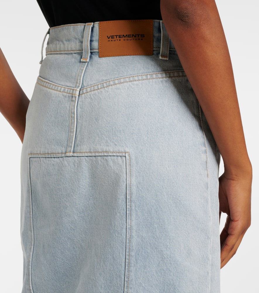 Godet denim midi skirt
