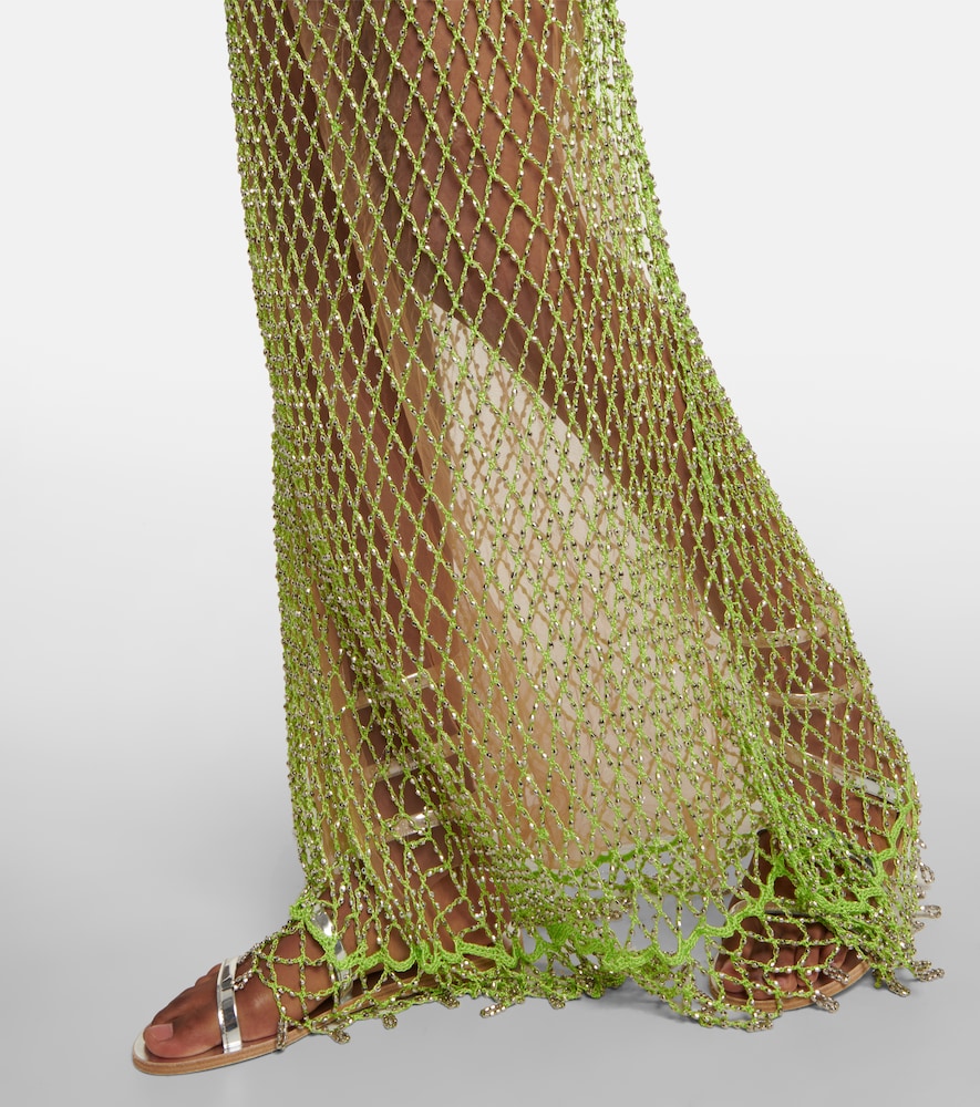 Self-Portrait Beaded fishnet maxi dress