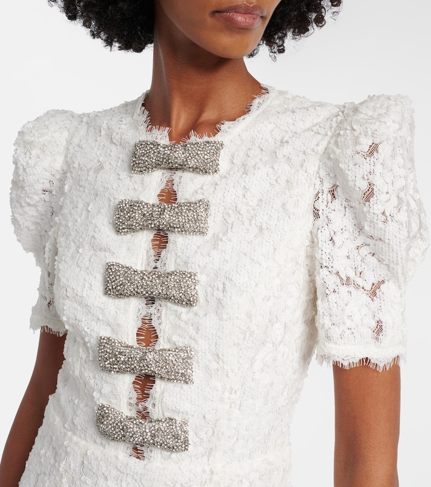Bridal Dillon embellished lace midi dress