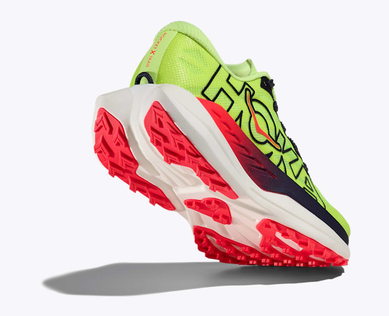 HOKA Women's Rocket X Trail Shoes in Neon Yuzu/Neon Flame