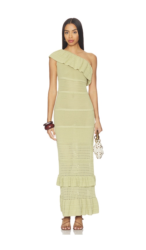 Tularosa Kenzee Ruffle Midi Dress in Sage. - XS also in XXS, S, M