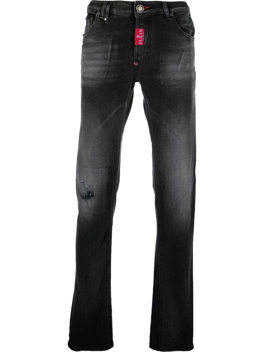 Logo-plaque skinny-cut jeans - Grey
