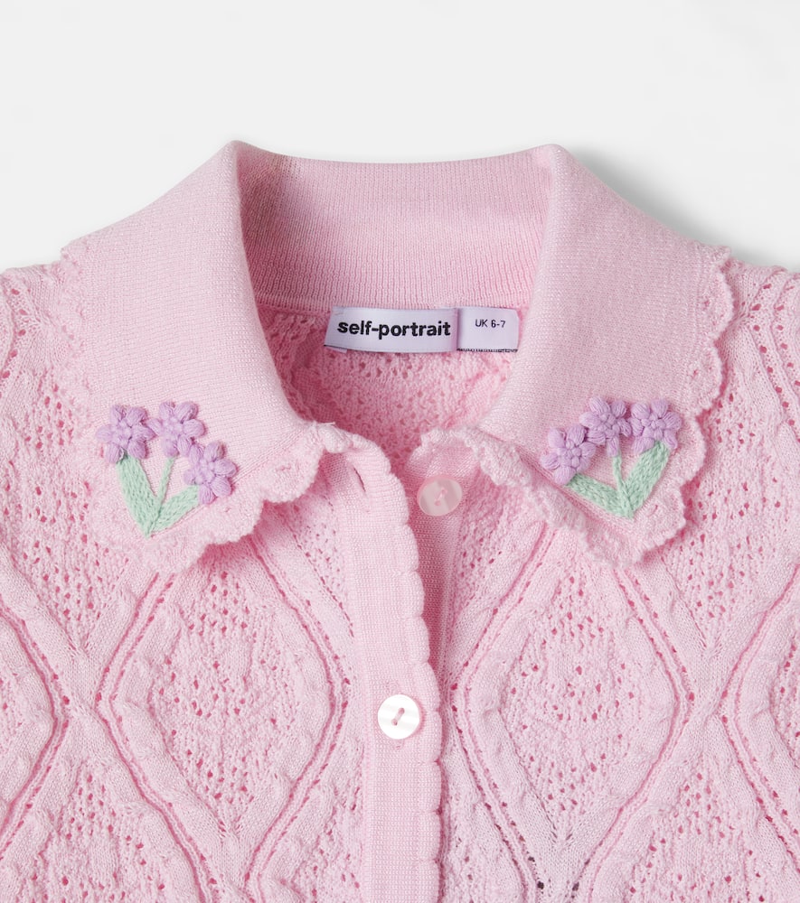 Embroidered pointelle cotton-blend top