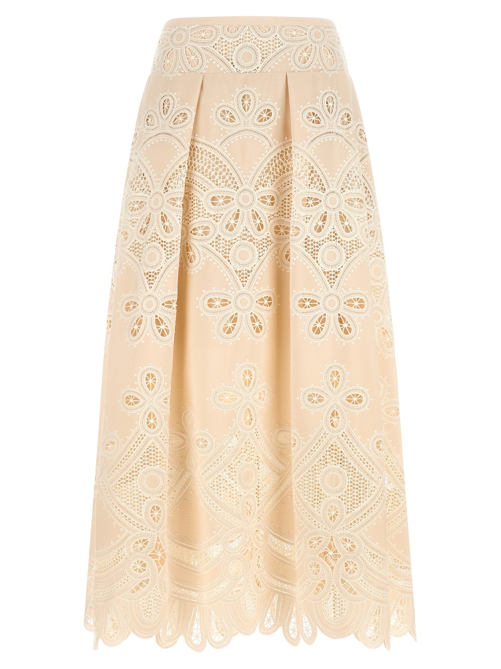 Carving Embroidery Skirt — Cream