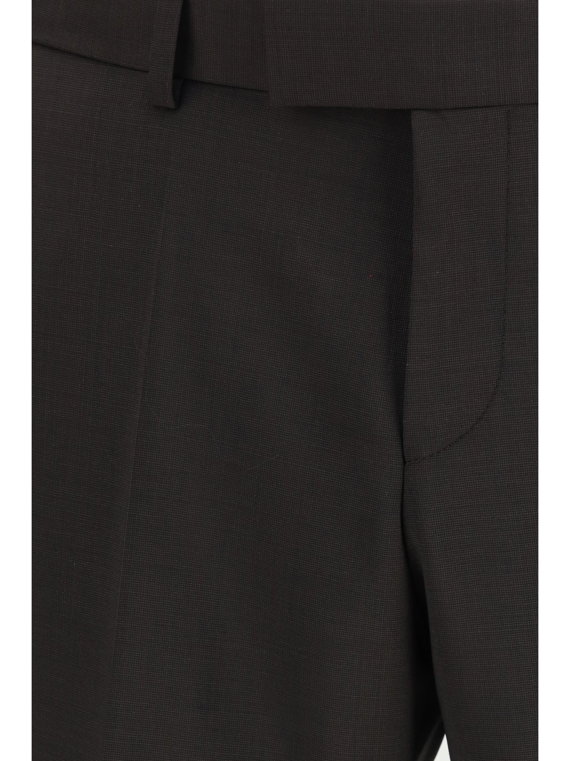 Double-Breasted Merino Wool Pant Suit — Brown