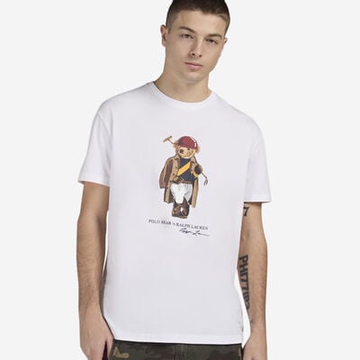 Men's Novelty Polo Society Bear T-Shirt in White