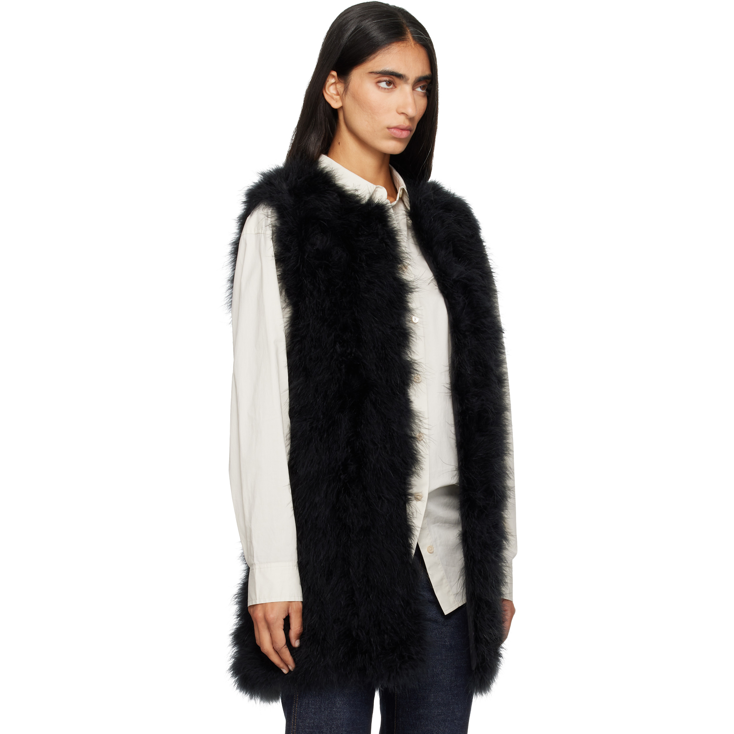 Black Turkey Feather Vest
