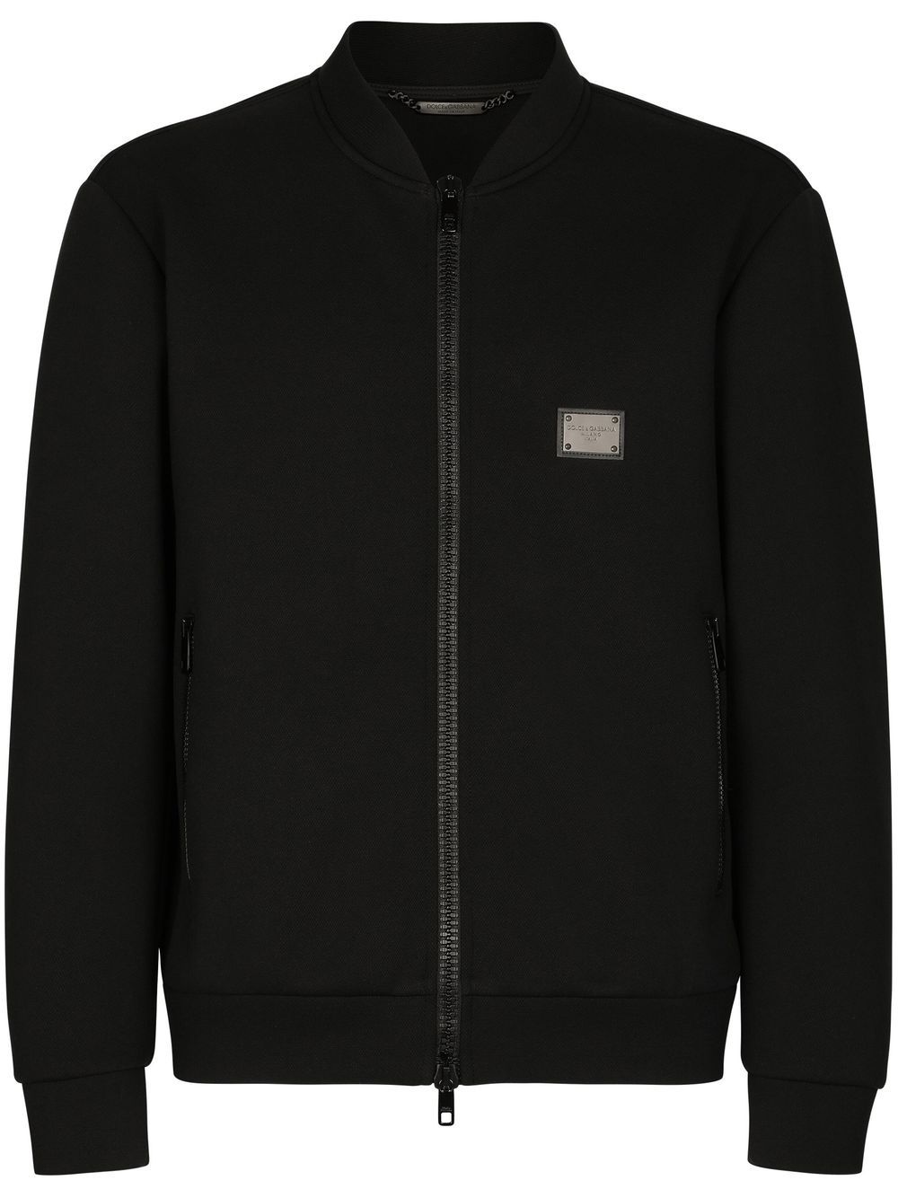 Logo-plaque zip-up track jacket - Black