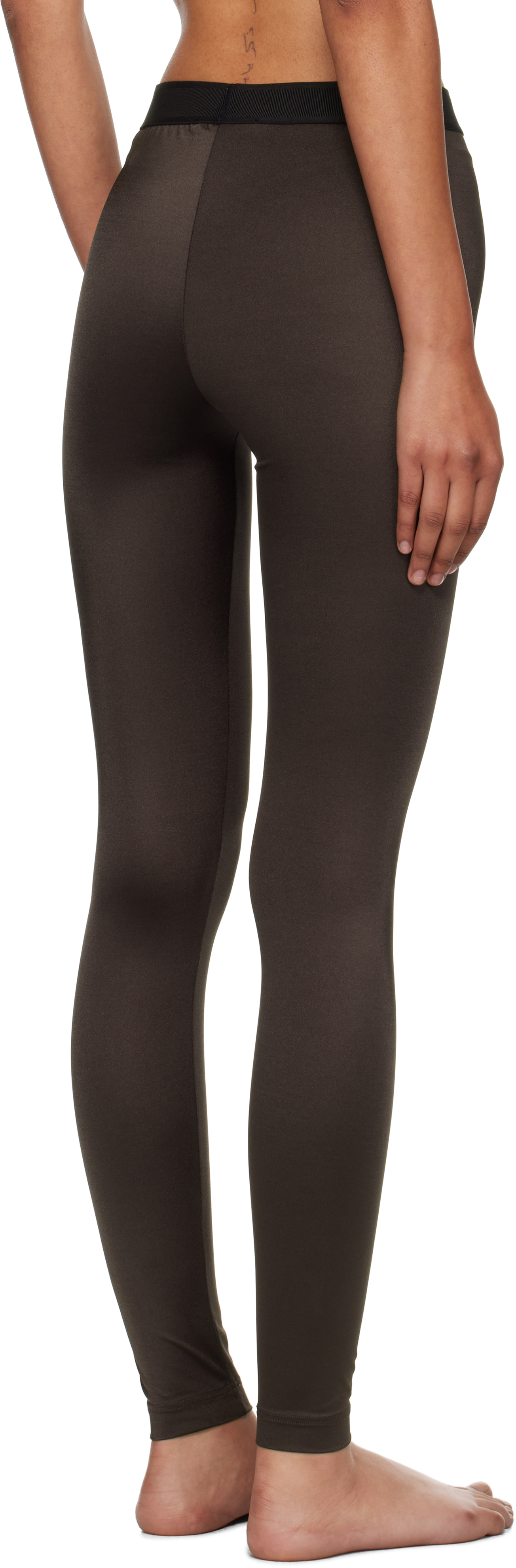 Brown Lustrous Jersey Signature Leggings