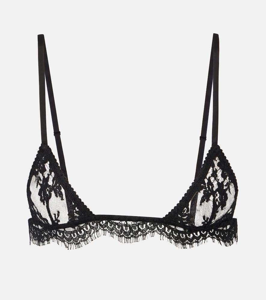 Cotton-blend lace bralette