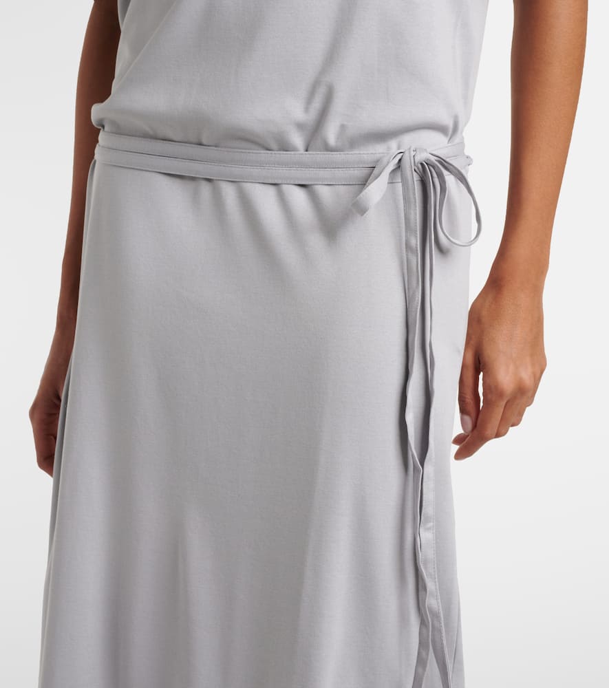 Belted cotton jersey maxi dress