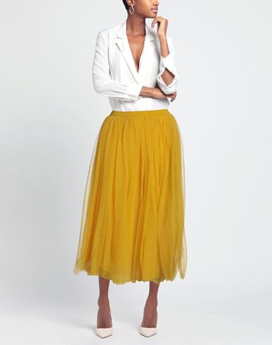 Woman Midi skirt Yellow Size 6 Polyamide
