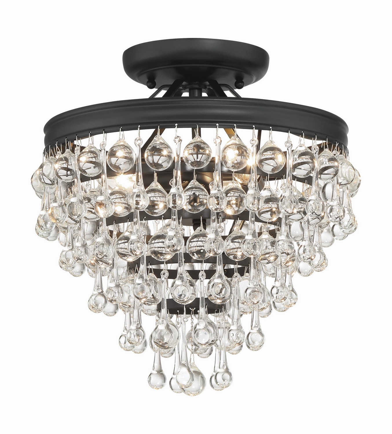 Calypso 3-Light Semi-Flush Mount in Matte Black