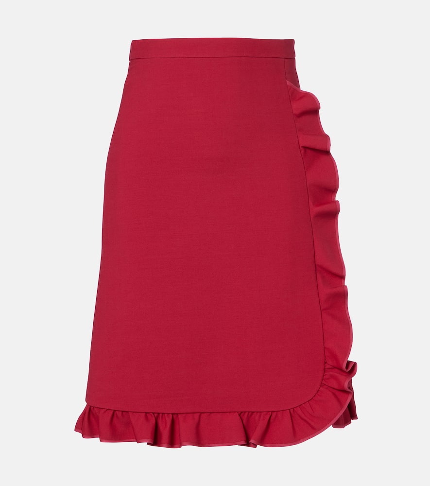Crepe Couture ruffled midi skirt