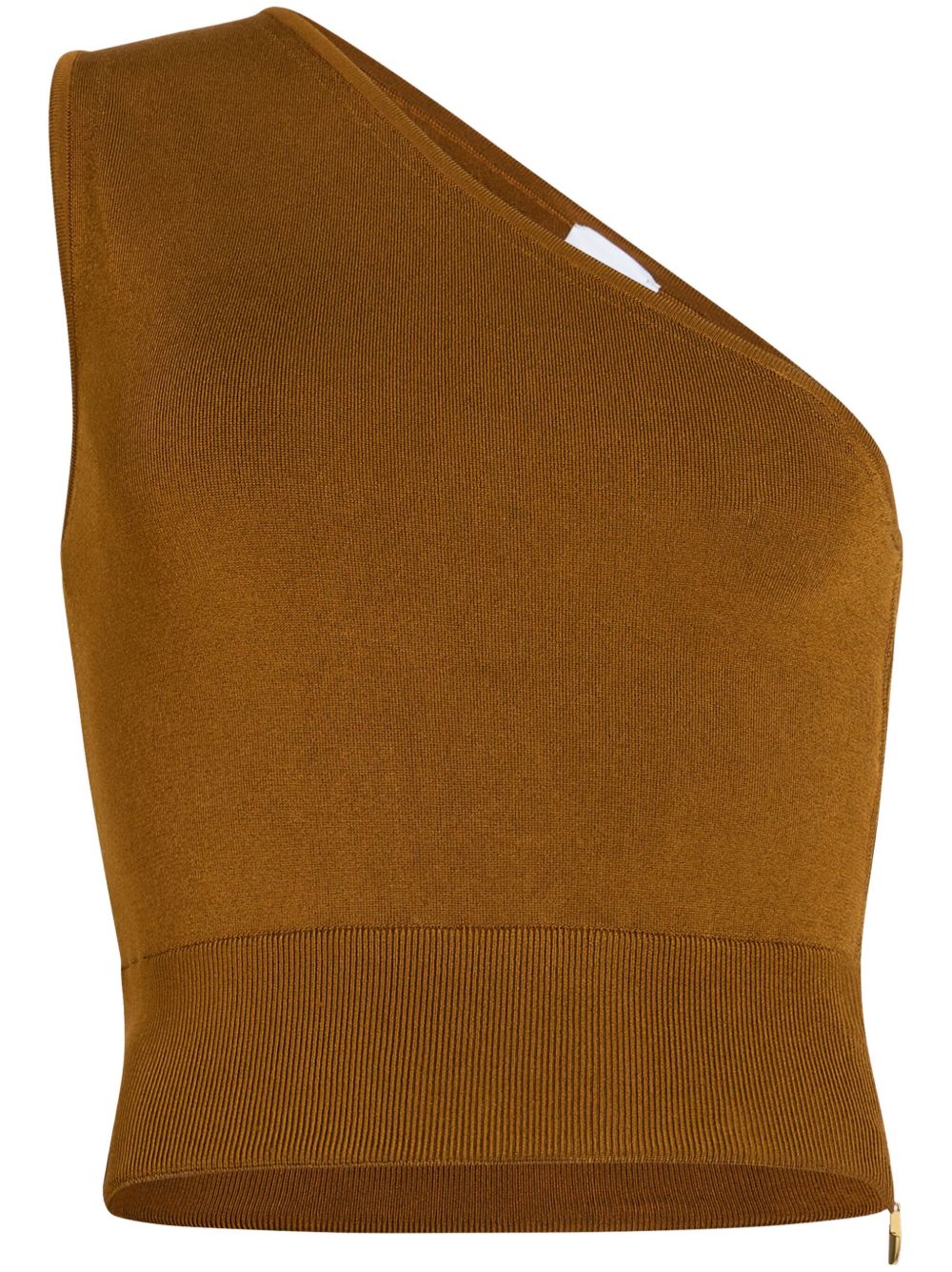 One-shoulder fine-knit top - Brown