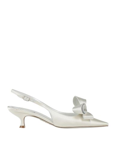 Rene' Caovilla Woman Pumps Ivory Size 10 Textile fibers
