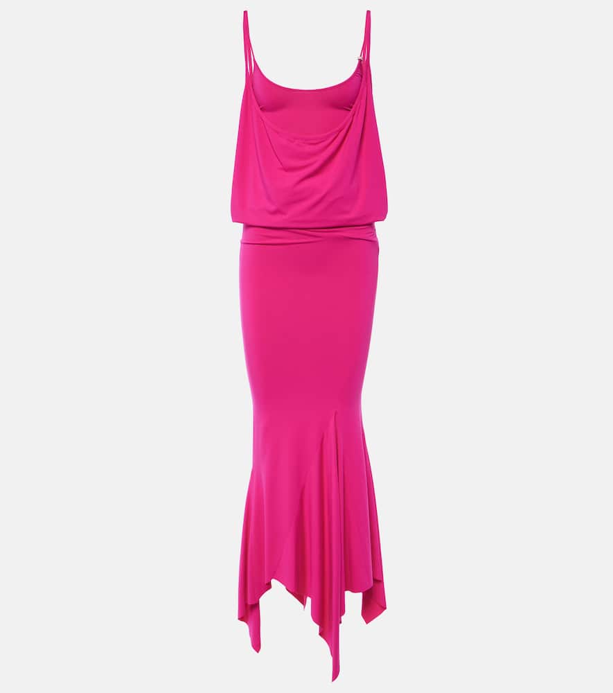 Asymmetric jersey midi dress