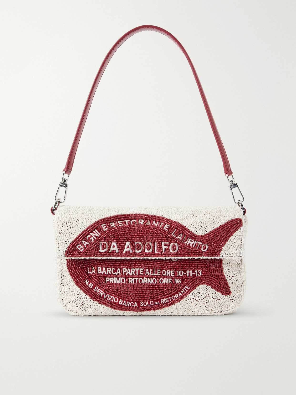+ Da Adolfo Timmy Beaded Shoulder Bag - Red