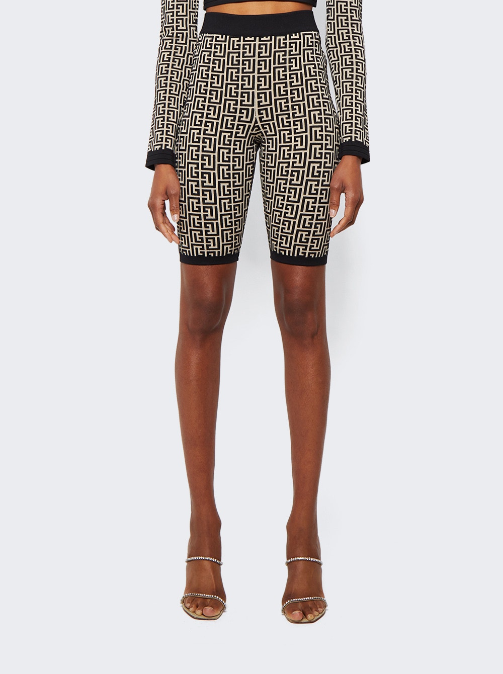 Monogram-print knitted shorts - Neutrals