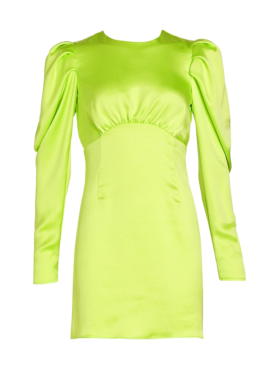 Women's Hope Satin Puff-Sleeve Minidress - Lime