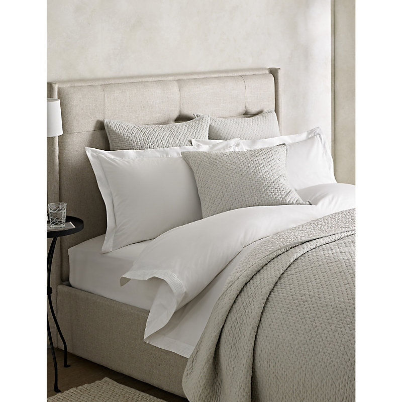 Blue/grey Hayden Hand-quilted Medium Cotton Square Cushion 50cm x 50cm Square